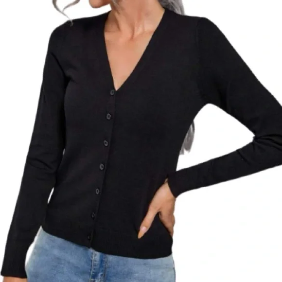 Classic Black Cardigan - New! Size Large - Picture 3 of 7